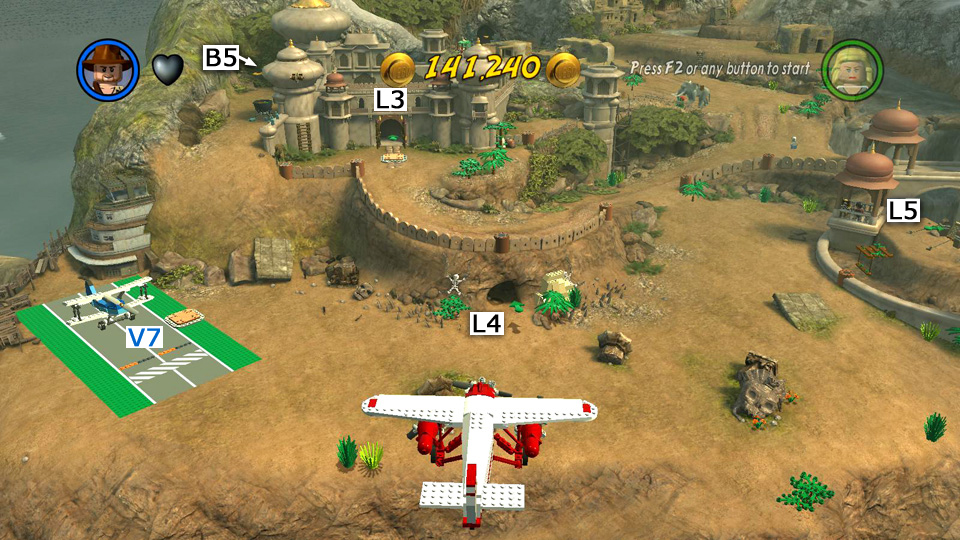 LEGO Indiana Jones 2: Temple of Doom - Hub Map, Races and Challenges